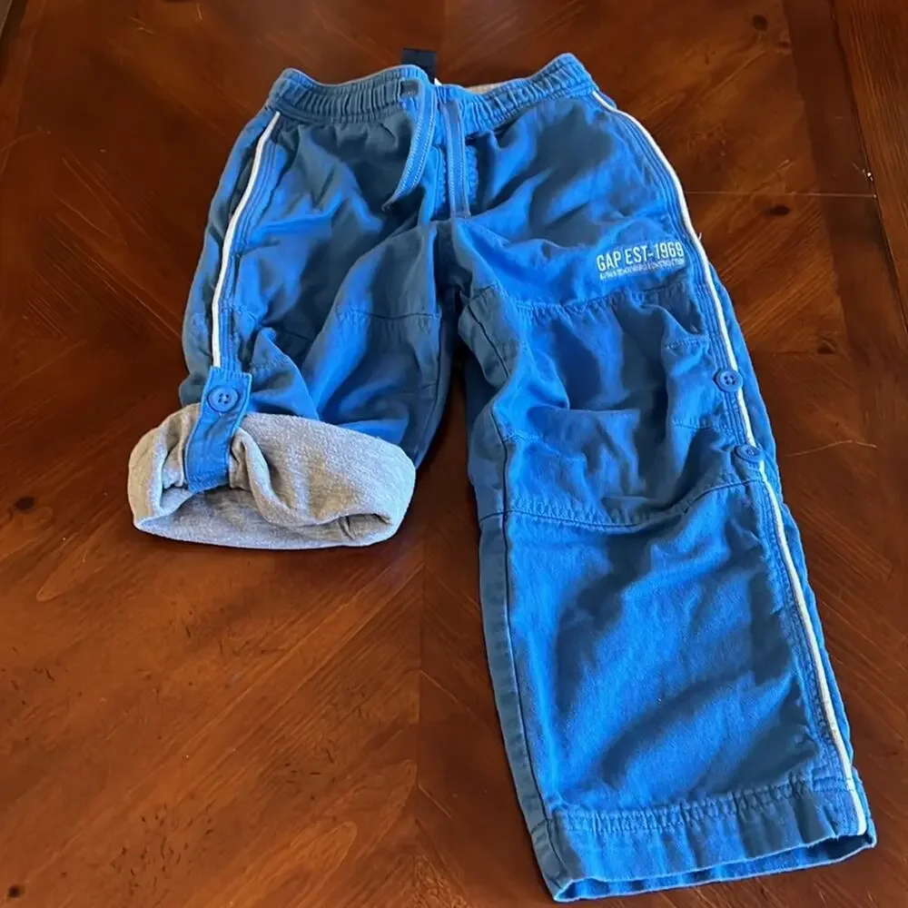 Gap Kids Boys Size 4 Blue Lined Convertible Pants Pull On Pockets